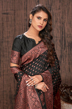 Load image into Gallery viewer, Black Color Banarasi Silk Zari Work Saree Clothsvilla