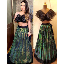Load image into Gallery viewer, Black Lehenga Choli in Organza Silk with Unstitched Net Blouse ClothsVilla