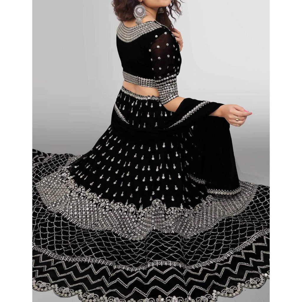 Black Lehenga Choli with Heavy Resham and Sequence Embroidery Work ClothsVilla