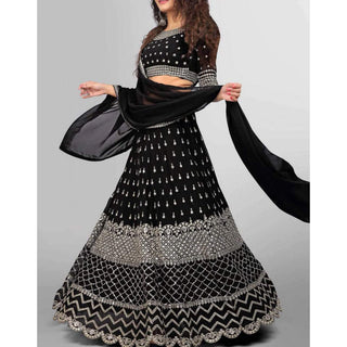 Black Lehenga Choli with Heavy Resham and Sequence Embroidery Work ClothsVilla