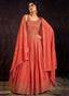 Orange Sequence And Mirror Work Embroidery Anarkali Gown Clothsvilla