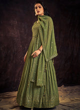 Load image into Gallery viewer, Green Sequence And Mirror Work Embroidery Anarkali Gown Clothsvilla