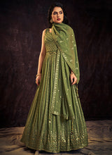 Load image into Gallery viewer, Green Sequence And Mirror Work Embroidery Anarkali Gown Clothsvilla