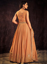 Load image into Gallery viewer, Pastel Orange Sequence And Mirror Work Embroidery Anarkali Gown Clothsvilla