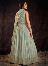 Load image into Gallery viewer, Light Blue Sequence And Mirror Work Embroidery Anarkali Gown Clothsvilla