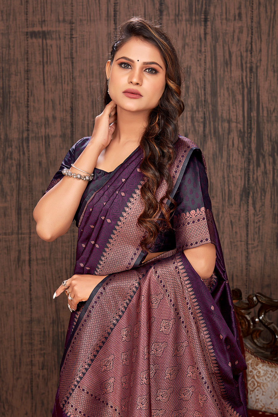 Purple Color Satin Silk Contemporary Saree Clothsvilla
