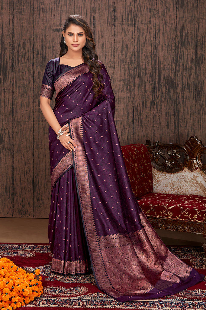 Purple Color Satin Silk Contemporary Saree Clothsvilla