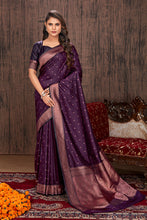 Load image into Gallery viewer, Purple Color Satin Silk Contemporary Saree Clothsvilla