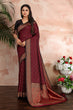 Load image into Gallery viewer, Maroon Color Satin Silk Contemporary Saree Clothsvilla