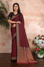 Load image into Gallery viewer, Maroon Color Satin Silk Contemporary Saree Clothsvilla