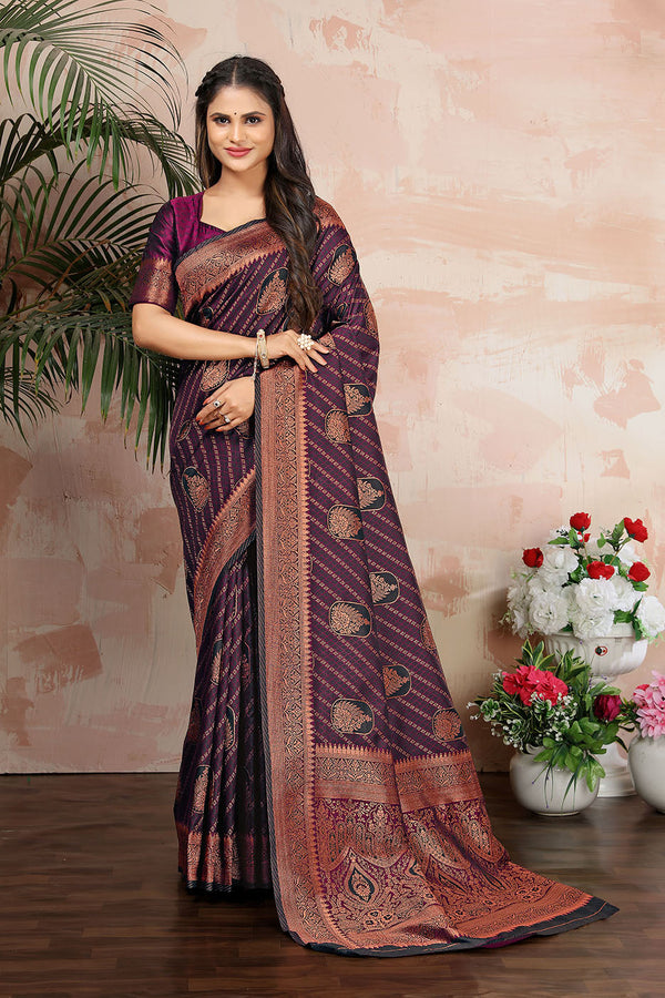 Purple Color Satin Silk Contemporary Saree Clothsvilla
