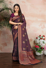 Load image into Gallery viewer, Purple Color Satin Silk Contemporary Saree Clothsvilla