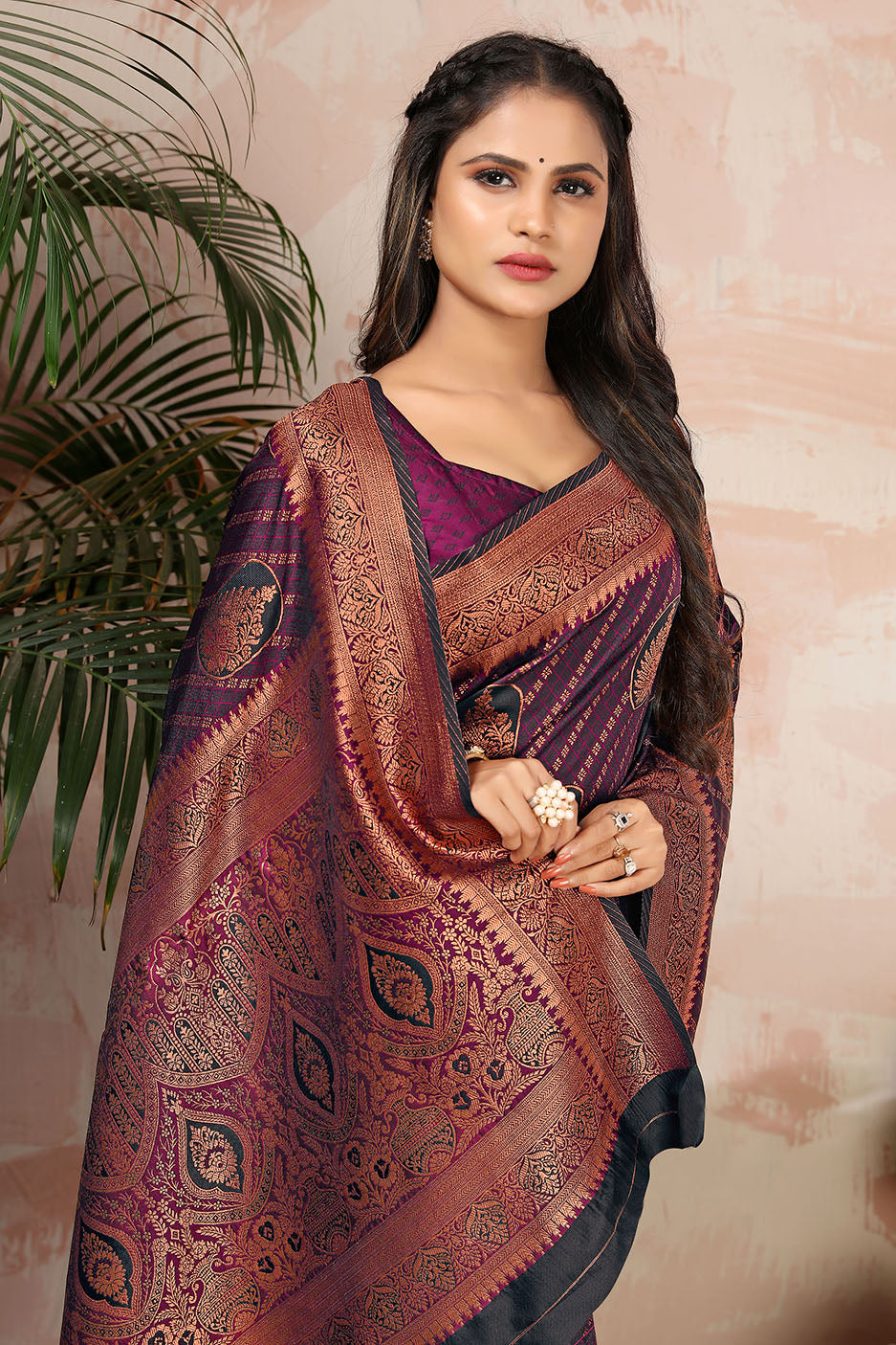 Purple Color Satin Silk Contemporary Saree Clothsvilla