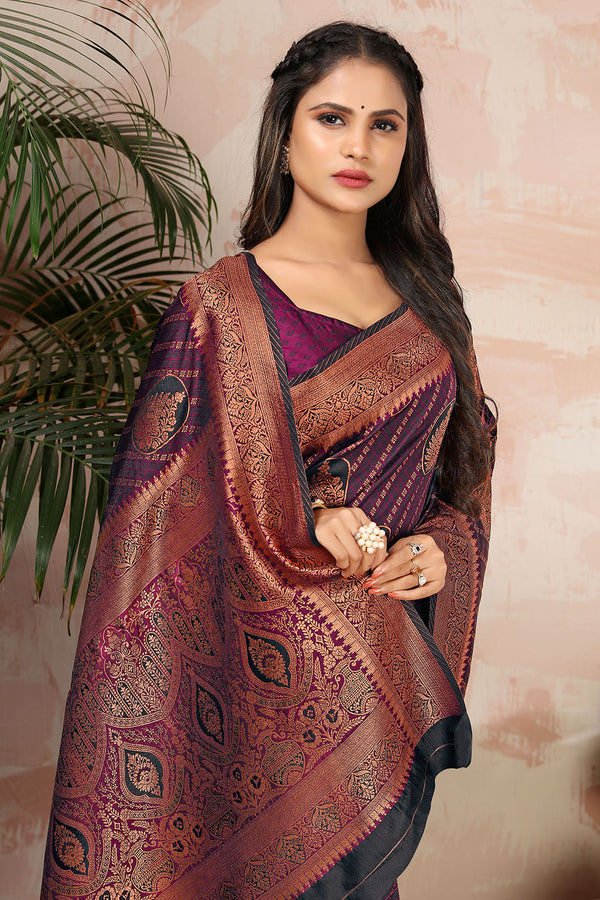 Purple Color Satin Silk Contemporary Saree Clothsvilla