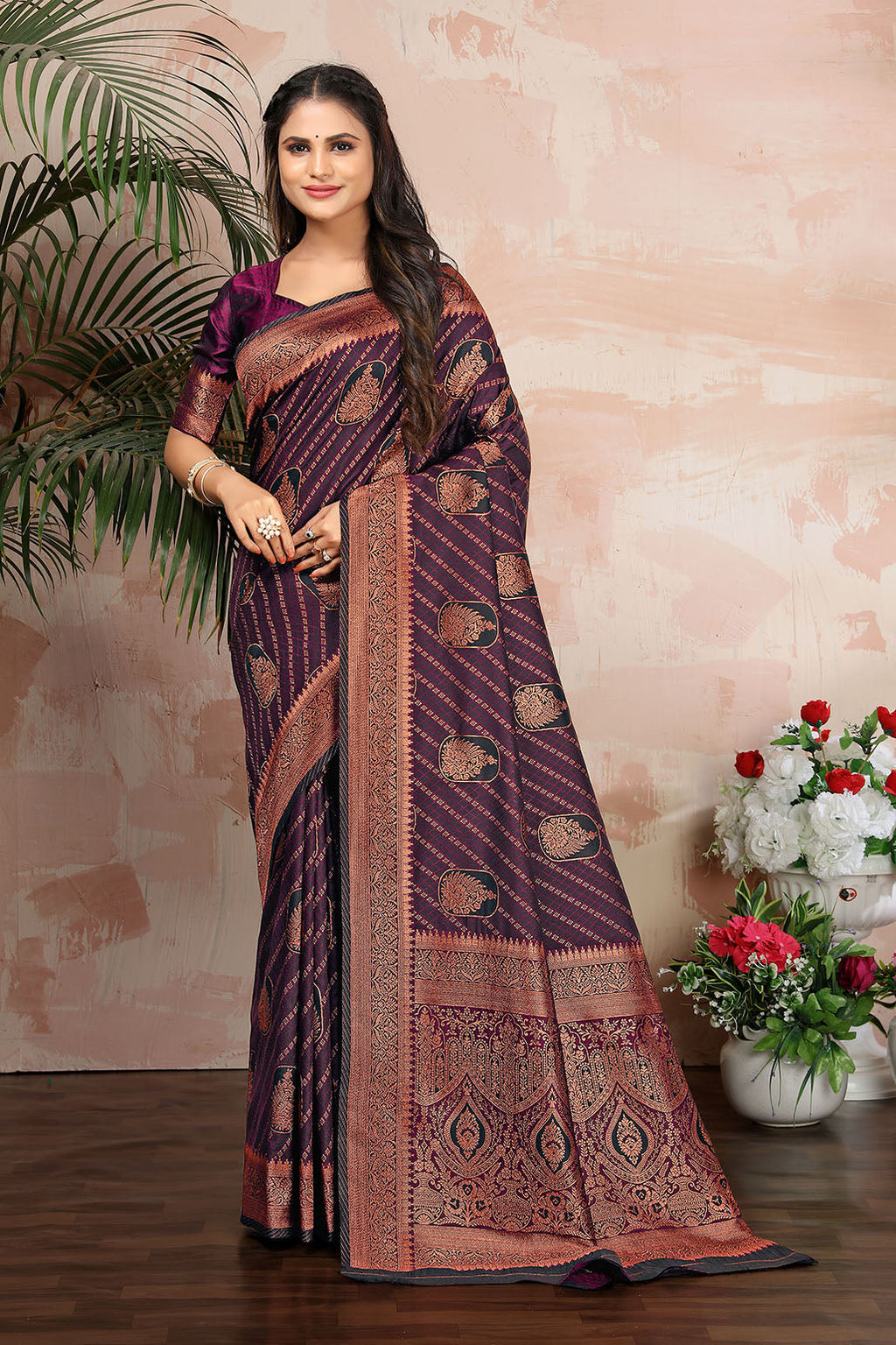 Purple Color Satin Silk Contemporary Saree Clothsvilla