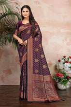 Load image into Gallery viewer, Purple Color Satin Silk Contemporary Saree Clothsvilla