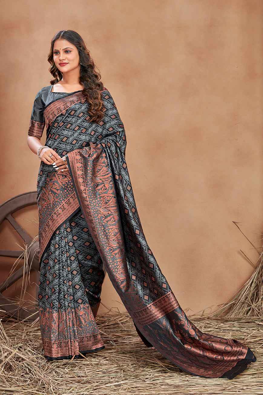 Grey Color Satin Silk Contemporary Saree Clothsvilla