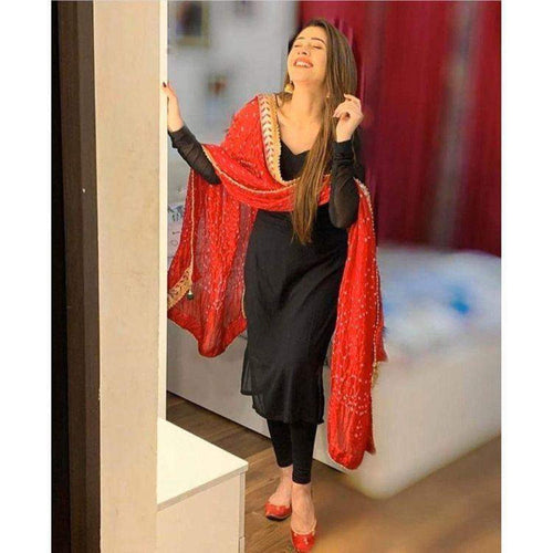 Women's Casual Wear Collar Neck 3/4 Sleeves Cotton Golden And Black  Unstitched Salwar Suit Decoration Material: Cloths at Best Price in  Ahmedabad | Sanaa Creation