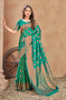 Load image into Gallery viewer, Sea green color woven zari work banarasi saree Clothsvilla