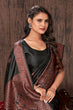 Load image into Gallery viewer, Black color woven zari work banarasi saree Clothsvilla