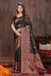 Load image into Gallery viewer, Black color woven zari work banarasi saree Clothsvilla