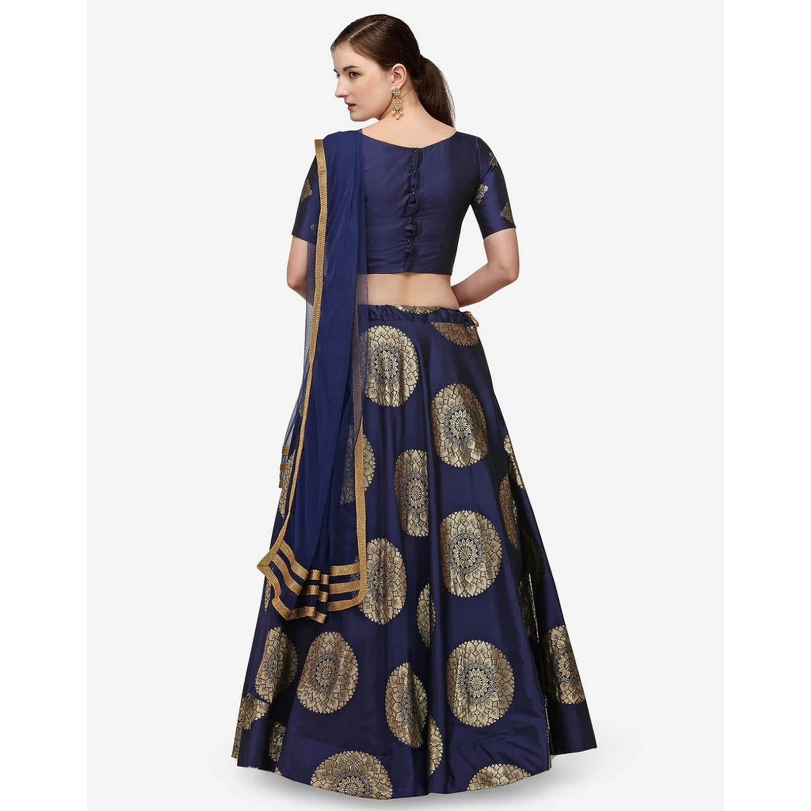 Blue Color Banarasi Silk Lehenga Choli with Net Dupatta ClothsVilla
