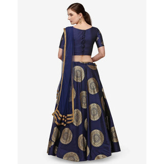 Blue Color Banarasi Silk Lehenga Choli with Net Dupatta ClothsVilla