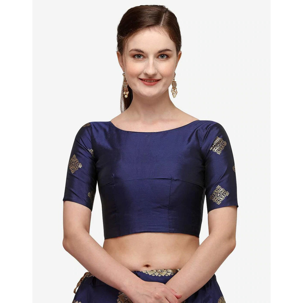 Blue Color Banarasi Silk Lehenga Choli with Net Dupatta ClothsVilla