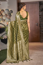 Load image into Gallery viewer, Olive Color Weaving Zari Work Classic Saree For Festival Clothsvilla