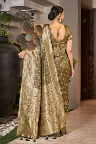 Coffee Color Weaving Zari Work Classic Saree For Festival Clothsvilla