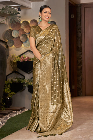 Coffee Color Weaving Zari Work Classic Saree For Festival Clothsvilla