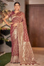 Rust Pink Color Weaving Zari Work Classic Saree For Festival Clothsvilla