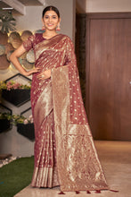 Load image into Gallery viewer, Rust Pink Color Weaving Zari Work Classic Saree For Festival Clothsvilla