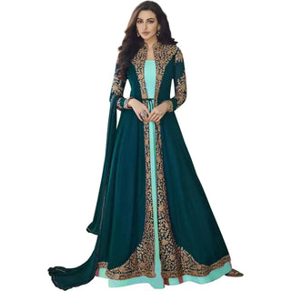 Blue Georgette Designer Gown with Heavy Embroidery Work ClothsVilla