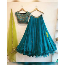 Load image into Gallery viewer, Blue Lehenga Choli in Georgette with Embroidery Work ClothsVilla