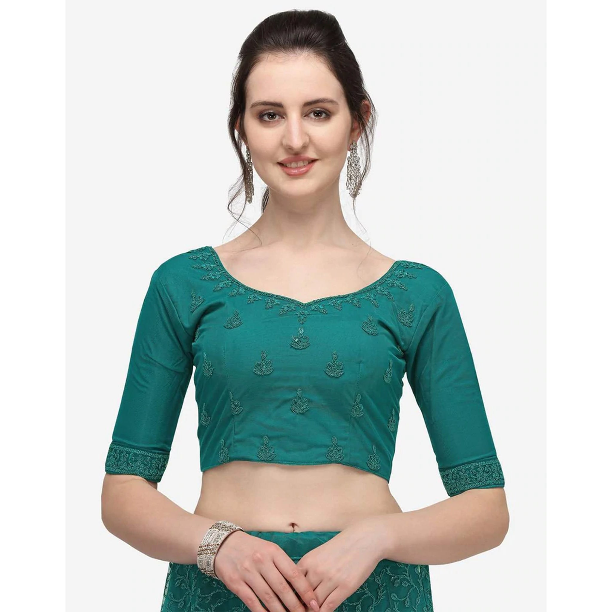 Bottle Green Color Lehenga Choli with Embroidery Work ClothsVilla