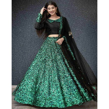 Load image into Gallery viewer, Bottle Green Colored Heavy Sequence Lehenga Choli with Dupatta ClothsVilla