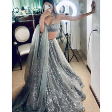 Load image into Gallery viewer, Bridal Lehenga Choli in Grey Color with Sequence Work ClothsVilla