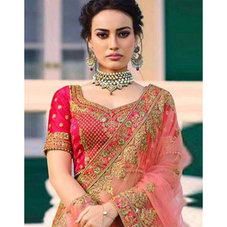 Bridal Lehenga Choli in Pink Color with Heavy Embroidery Pearl Work ClothsVilla