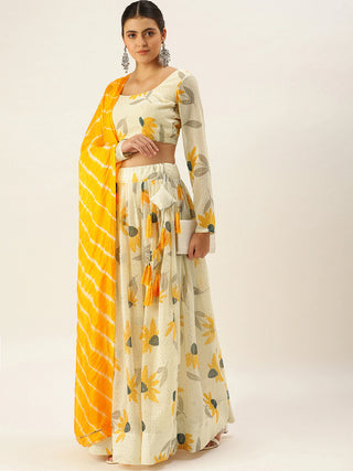 Peach Lehenga Choli with Yellow Dupatta ClothsVilla