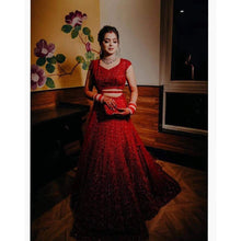 Load image into Gallery viewer, Bridal Red Lehenga Choli in Silk and Embroidery Sequence Work ClothsVilla