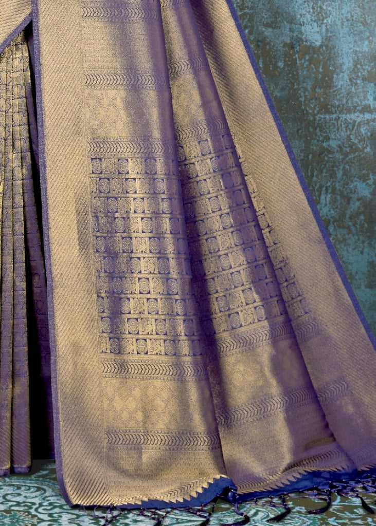 Midnight Blue Handloom Weave Kanjivaram Silk Saree : Special Wedding Edition Clothsvilla