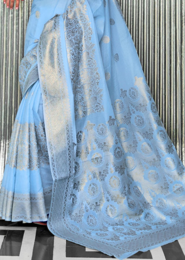 Maya Blue Zari Woven Designer Silk Saree Clothsvilla