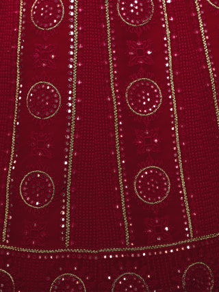 Embroidered  Pink Georgette Semi Stitched Lehenga With Blouse Piece Clothsvilla