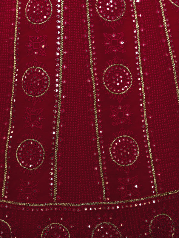 Embroidered  Pink Georgette Semi Stitched Lehenga With Blouse Piece Clothsvilla