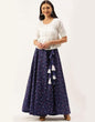Load image into Gallery viewer, Heavy Cotton Blue Skirt with Digital Print ClothsVilla