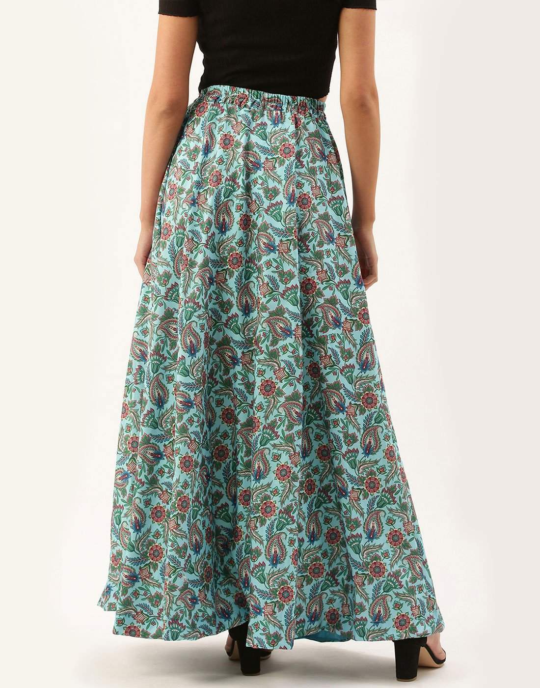 Light Blue Color Digital Print Skirt ClothsVilla