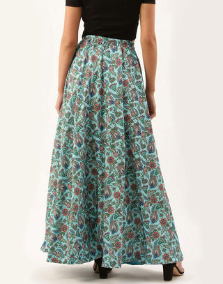 Light Blue Color Digital Print Skirt ClothsVilla