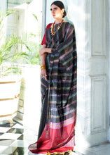 Load image into Gallery viewer, Black Silk Multithread Weaving Saree Clothsvilla