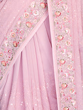 Load image into Gallery viewer, Pink Georgette Embroidered Saree With Unstitched Blouse Clothsvilla